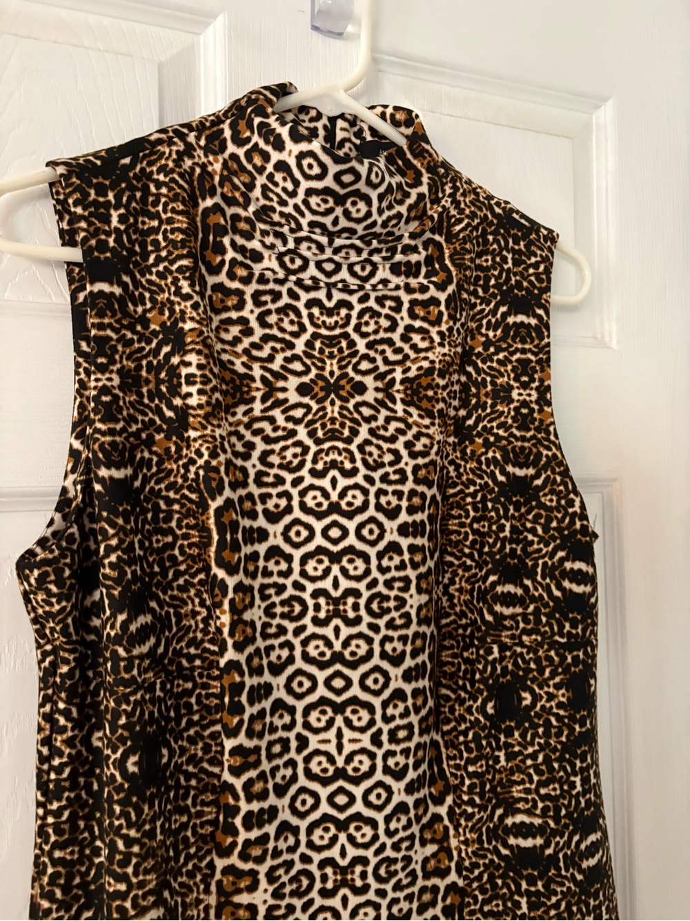 Leopard Animal Print Mock Neck Midi Dress Red Black Size 12 - Picture 6 of 7
